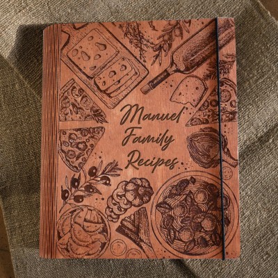 Personalized Family Wooden Recipe Book Blank Binder Family Keepsake Gifts Christmas Gift for Mom