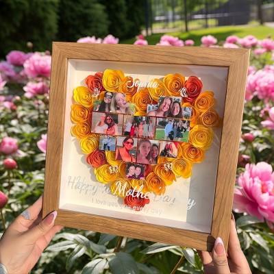 Personalized Mom Flower Shadow Box with Photos Unique Gifts for Mom Mother's Day Gift Ideas