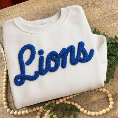 Custom Chenille Embroidered Team Sport Sweatshirt with Game Day Fuzzy Letter Unique Gift for Game Day
