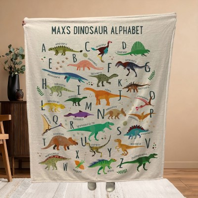Personalized Dinosaur Alphabet Blanket for Boys Unique Gift for Baby and Toddlers Christmas Gift