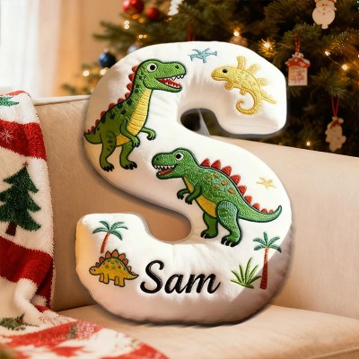 Personalized Dinosaur Letter Pillow with Custom Name Christmas Gift for Kids Birthday Gifts