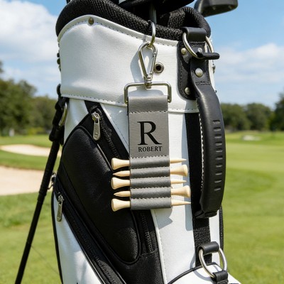 Personalized Engraved Leather Golf Bag Tag for Men Golf Tee Holder Gift for Golf Lovers Anniversary Gift Valentine's Day Gifts