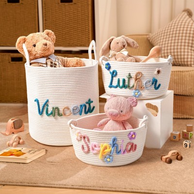 Personalized Handmade Baby Basket with Name Toys Storage Basket Baby Shower Gift Newborn Gift 