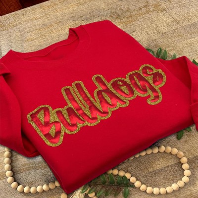 Custom Puff Letter Glitter Team Sport Sweatshirt Unique Gift for Game Day