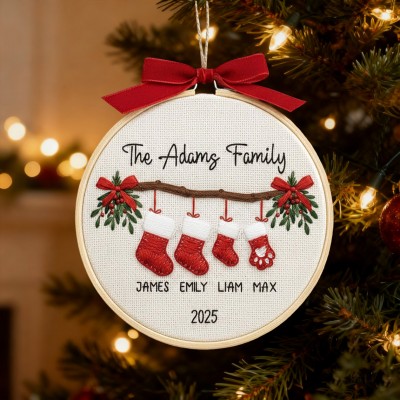 Personalized Family Embroidery Christmas Tree Ornament with Custom Name Stockings Family Christmas Gifts