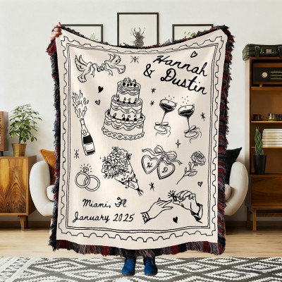 Custom Wedding Woven Blanket Bridal Shower Gift Wedding Anniversary Gifts Valentine's Day Gift