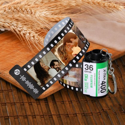 Personalized Spotify Music Photo Film Roll Keychain Memorial Gifts for Boyfriend Anniversary Gift for Him Valentine's Day Gift