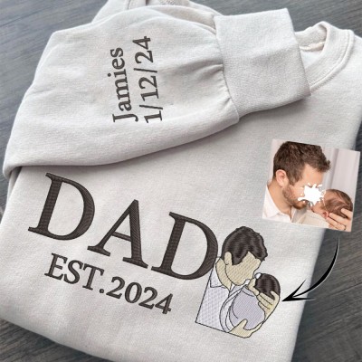 Personalized Dad Photo Embroidered Sweatshirt Hoodie Custom Keepsake Gift Father's Day Gift Ideas