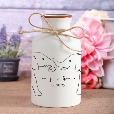 Custom Engagement Flower Vase Unique Wedding Gift Anniversary Gift for Her Bridal Shower Gift Personalized Engagement Gifts