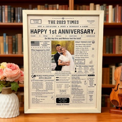 Custom Anniversary Photo Newspaper Poster Frame 1st Wedding Anniversary Gifts Valentine's Day Gift for Couples