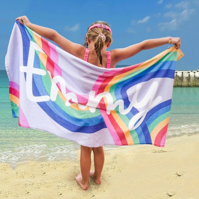 Personalized Beach Towel with Name Summer Gift for Kids Birthday Gift Ideas
