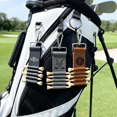 Personalized Engraved Leather Golf Bag Tag for Men Golf Tee Holder Gift for Golf Lovers Anniversary Gift Valentine's Day Gifts