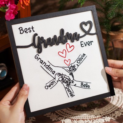 Personalized Embroidered Mommy And Kids Holding Hands Sign Gifts for Mom Grandma Mother's Day Gift