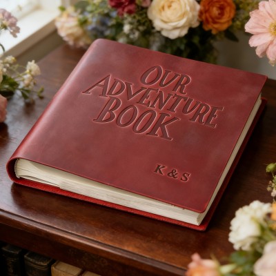 Personalized Our Adventure Book Scrapbook Leather Photo Album Gift for Couples Anniversary Gift for Him Her Anniversary Gifts