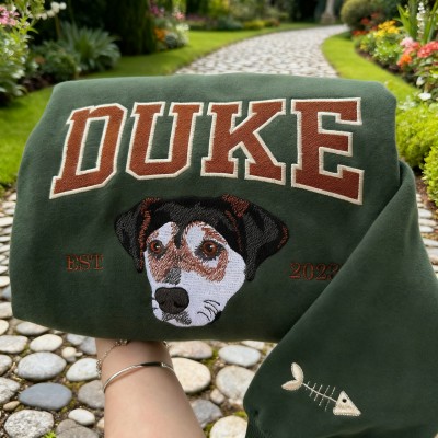 Custom Dog Face Embroidered Sweatshirt with Name Unique Gifts for Dog Mom Gift for Pet Lovers Christmas Gift