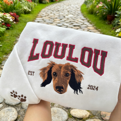 Personalized Embroidered Pet Sweatshirt with Dog Face on It Gifts for Pet Lover Christmas Gift Ideas