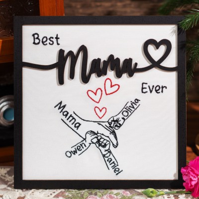 Personalized Embroidered Mommy And Kids Holding Hands Sign Gifts for Mom Grandma Mother's Day Gift