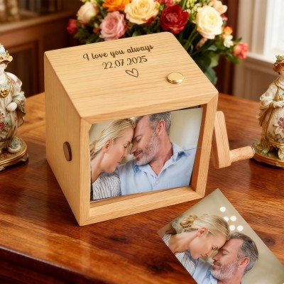 Custom Wooden Flipbook Photo Box with Light Family Keepsake Gift Anniversary Gift Christmas Gifts