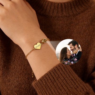 Custom Photo Projection Memorial Bracelet With Picture Inside for Women Anniversary Gift Valentine's Day Gifts for Her