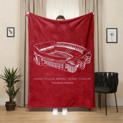 Saban Field at Bryant-Denny Stadium Football Blanket for Game Day Gift for Sport Lovers Christmas Gift