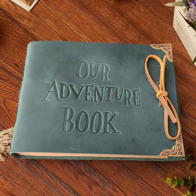 Our Adventure Book Personalized Couple Leather Travel Photo Album for Wedding Anniversary Valentine's Day Gift Ideas