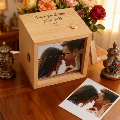 Custom Wooden Flipbook Photo Box with Light Gifts for Couple Anniversary Gift Christmas Gift Ideas