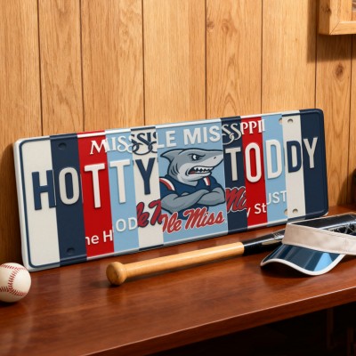 Hotty Toddy License Plate Sign Ole Miss Rebels Wall Art Dorm & Game Day Decor Christmas Gift