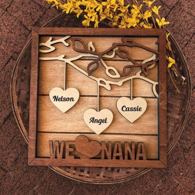 Personalized Wooden Family Tree Sign with Engraved Names Family Keepsake Gifts Christmas Gift for Mom Grandma