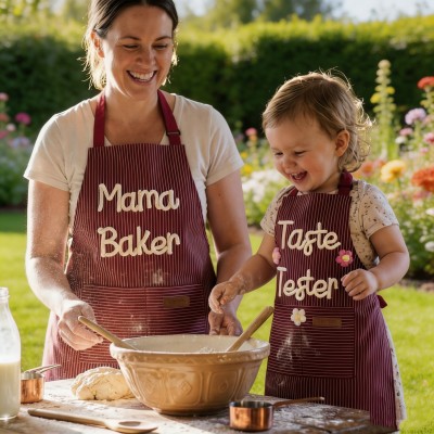 Personalized Mommy and Me Apron Custom Matching Aprons Toddler Art Smock Grandma Baking Gift