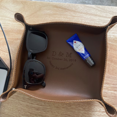 Personalized Engraved Leather Valet Tray for Couples Unique Anniversary Gift for Wife Husband Christmas Gift