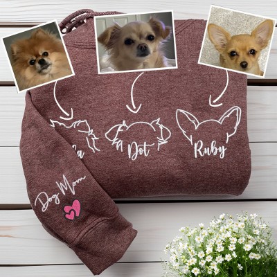 Custom Embroidered Dog Hoodie with Dog Ears Pet Memorial Gifts Unique Gifts for Dog Owners