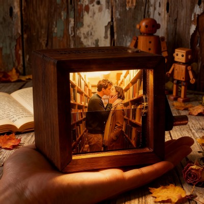 Personalized Memorial Photo Crank Flipbook Box with Light Gifts for Couple Anniversary Gift Christmas Gift
