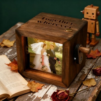 Custom Memorial Crank Photo Box Picture Box with Light Wedding Anniversary Gifts Christmas Gift
