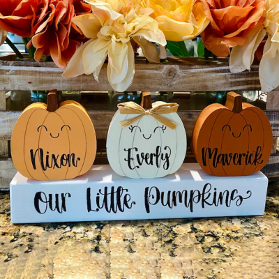 Custom Nana's Pumpkin Patch with Kids Names Family Pumpkin Block Unique Halloween Gifts for Nana