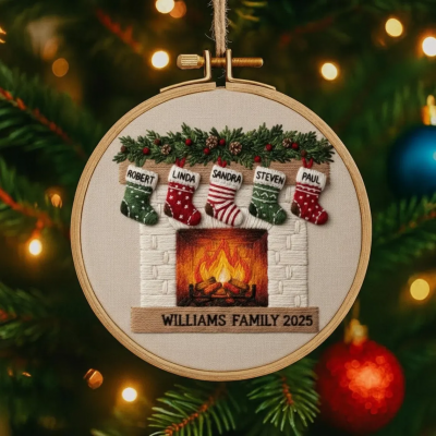 Personalized Family Embroidery Christmas Tree Ornament with Custom Name Stockings Family Christmas Gifts