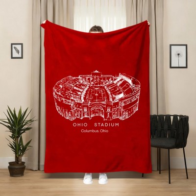 Ohio Stadium Football Blanket for Game Day Gift for Sport Lovers Christmas Gift