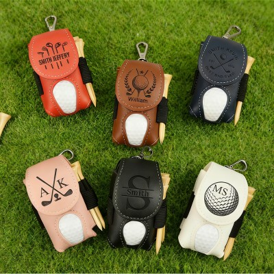 Personalized Leather Golf Ball & Tee Bag Holder with Name Unique Golf Accessories Golf Lover Gifts Birthday Gift for Dad