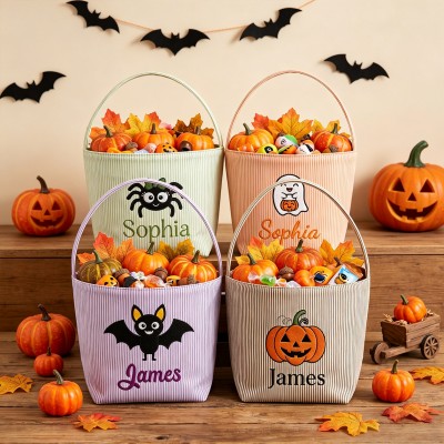 Personalized Trick or Treat Bucket with Name Halloween Candy Bag for Kids Unique Halloween Gifts