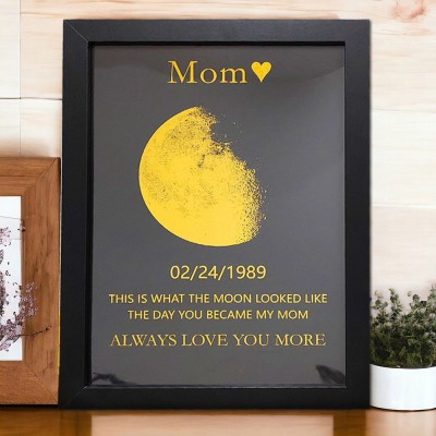 Custom Wooden Moon Phase Photo Frame Sign For Mother's Day Gift