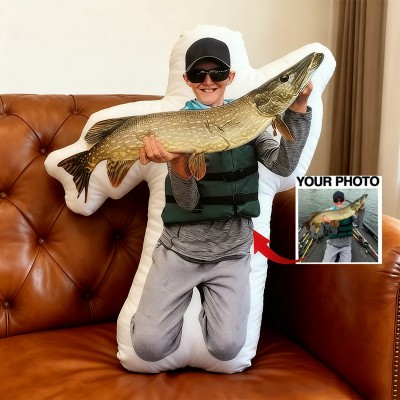 Personalized Funny Fishing Photo Portrait Pillow Unique Gift for Fishing Lovers Keepsake Gifts for Him Christmas Gift
