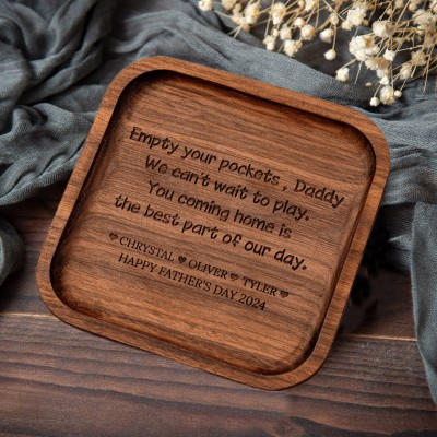 Empty Your Pockets Daddy Wood Valet Tray Keepsake Gift for Men Custom Gifts for Dad Father's Day Gift Ideas
