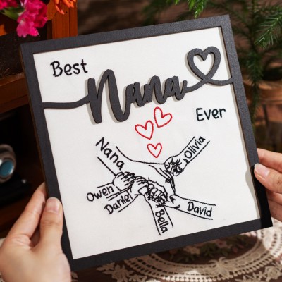 Personalized Embroidered Mommy And Kids Holding Hands Sign Gifts for Mom Grandma Mother's Day Gift