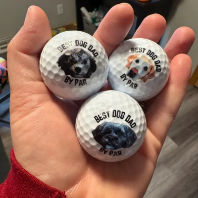 Personalized Best Dog Dad By Par Golf Ball with Dog Face On It Golf Gifts for Dog Dad Golf Lover Gifts Dog Lover Gift