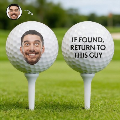 Personalized If Found Return to This Guy Golf Ball with Face On It Funny Golf Gifts for Men Golf Lover Gifts