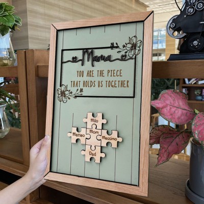 Mom You Are The Piece That Holds Us Together Personalized Mom Puzzle Sign Gift for Mom Grandma Mother's Day Gifts