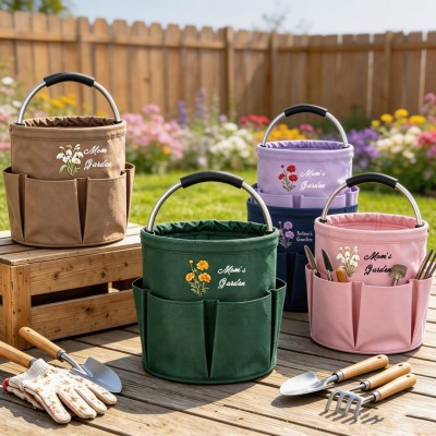 Personalized Garden Tool Tote Bag, Gardening Tote Collapsible Oxford Cloth Organizer, Gift for Mom Grandma Gardener