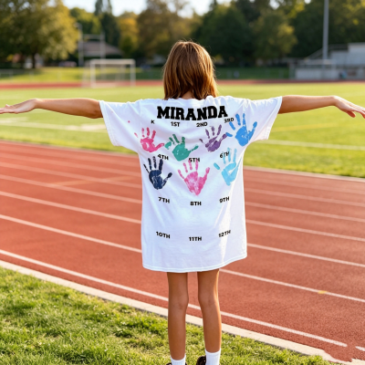 Personalized Grow With Me Hand Print Shirt for Kid, Class of 2038 First Day of School Gift For Kid, Memorial Gift For Kids
