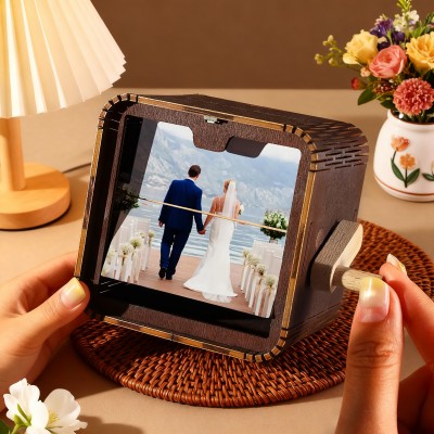 Personalized Wooden Photo Flipbook Animation Box with Light for Couples Wedding Anniversary Gift Christmas Gifts
