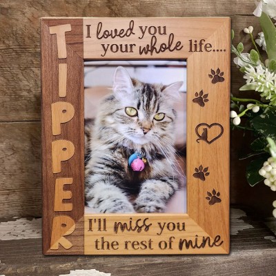 Personalized Cat Memorial Picture Frame with Name Cat Sympathy Gift Pet Loss Gift