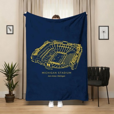 Michigan Stadium Football Blanket for Game Day Gift for Sport Lovers Christmas Gift